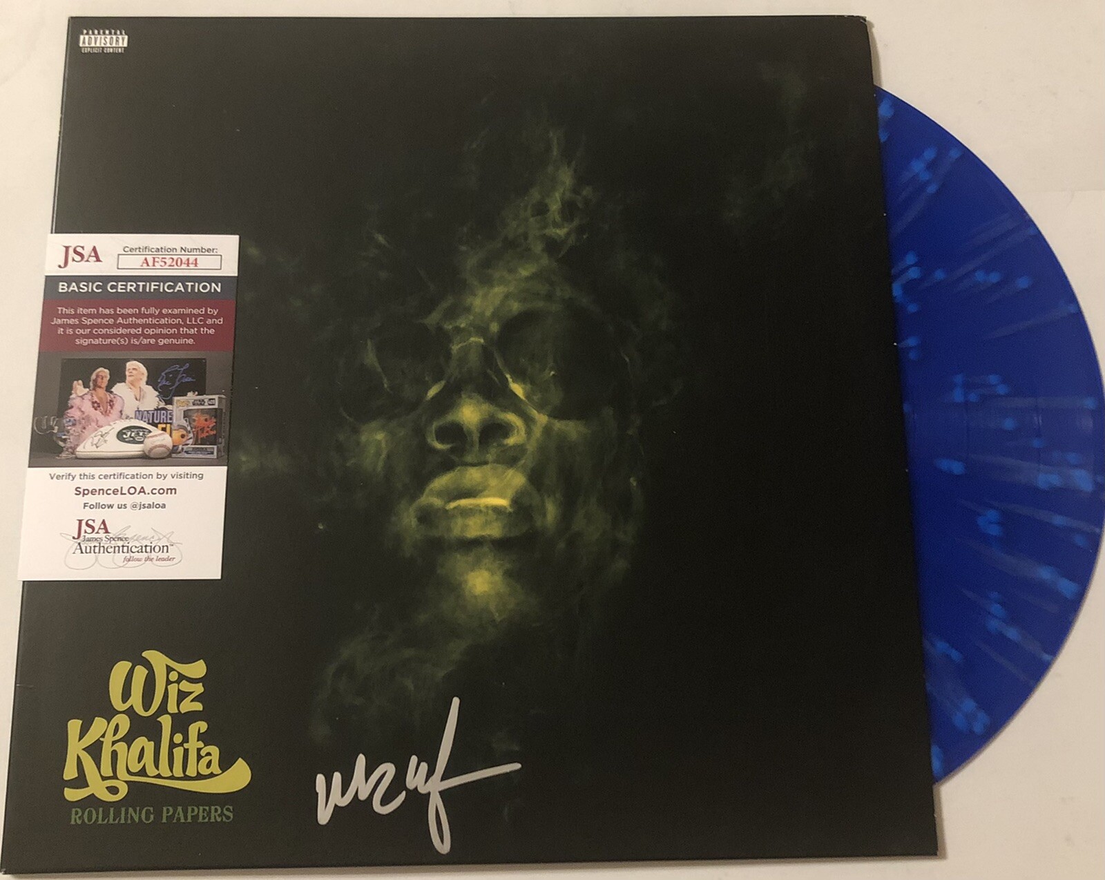 WIZ KHALIFA SIGNED ROLLING PAPERS BLUE VINYL LP RECORD ALBUM PROOF JSA COA
