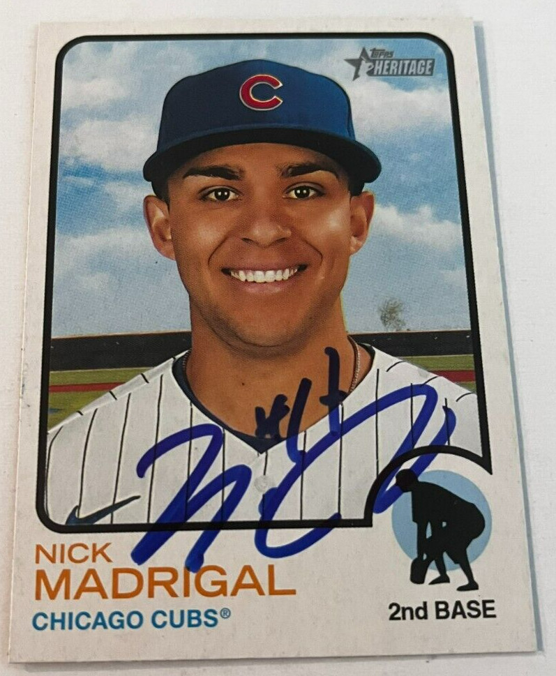 NICK MADRIGAL SIGNED 2022 TOPPS HERITAGE BASEBALL CARD AUTO COLLECTIBLE MEMORABILIA