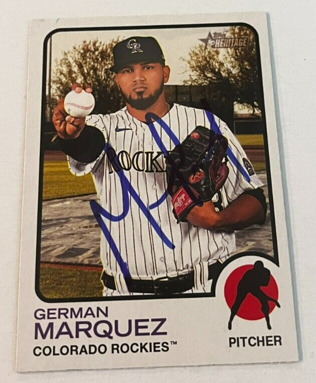 GERMAN MARQUEZ SIGNED 2022 TOPPS HERITAGE BASEBALL CARD AUTO COLLECTIBLE MEMORABILIA