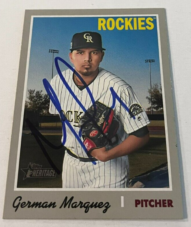 GERMAN MARQUEZ SIGNED 2019 TOPPS HERITAGE BASEBALL CARD AUTO