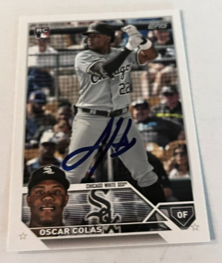 OSCAR COLAS SIGNED 2023 TOPPS BASEBALL CARD AUTO