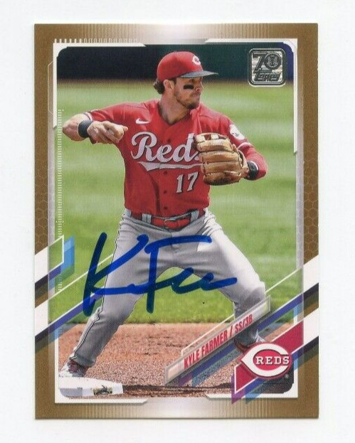 KYLE FARMER SIGNED 2021 TOPPS GOLD BASEBALL CARD AUTO