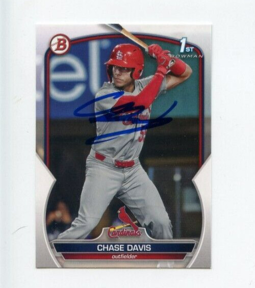 CHASE DAVIS SIGNED 2023 BOWMAN DRAFT BASEBALL CARD AUTO