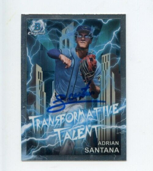 ADRIAN SANTANA SIGNED 2023 BOWMAN CHROME DRAFT TRANSFORMATIVE TALENT CARD AUTO