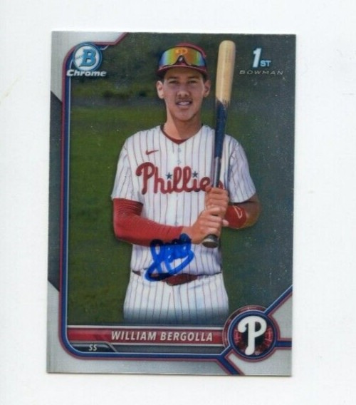 WILLIAM BERGOLLA SIGNED 2022 BOWMAN CHROME CARD AUTO COLLECTIBLE MEMORABILIA