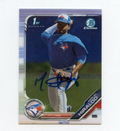 MIGUEL HIRALDO SIGNED 2019 BOWMAN CHROME CARD AUTO