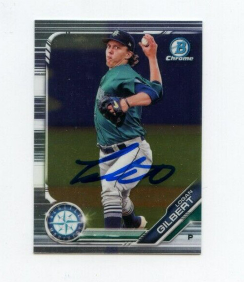 LOGAN GILBERT SIGNED 2019 BOWMAN CHROME DRAFT CARD AUTO