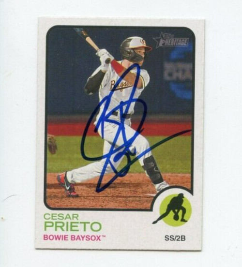 CESAR PRIETO SIGNED 2022 TOPPS HERITAGE MINOR LEAGUE BASEBALL CARD AUTO