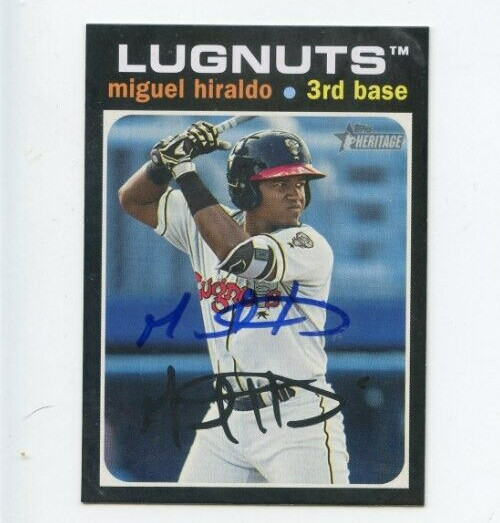 MIGUEL HIRALDO SIGNED 2020 TOPPS HERITAGE MINOR LEAGUE BASEBALL CARD AUTO
