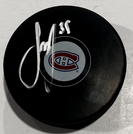 SAM SAMUEL MONTEMBEAULT SIGNED MONTREAL CANADIENS HOCKEY PUCK W/ CASE COA