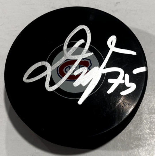 JAKUB DOBES SIGNED MONTREAL CANADIENS HOCKEY PUCK W/ CASE COA