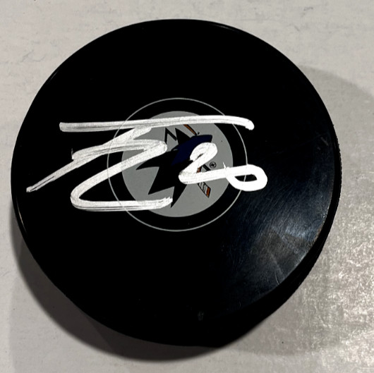 FABIAN ZETTERLUND SIGNED SAN JOSE SHARKS HOCKEY PUCK W/ CASE COA