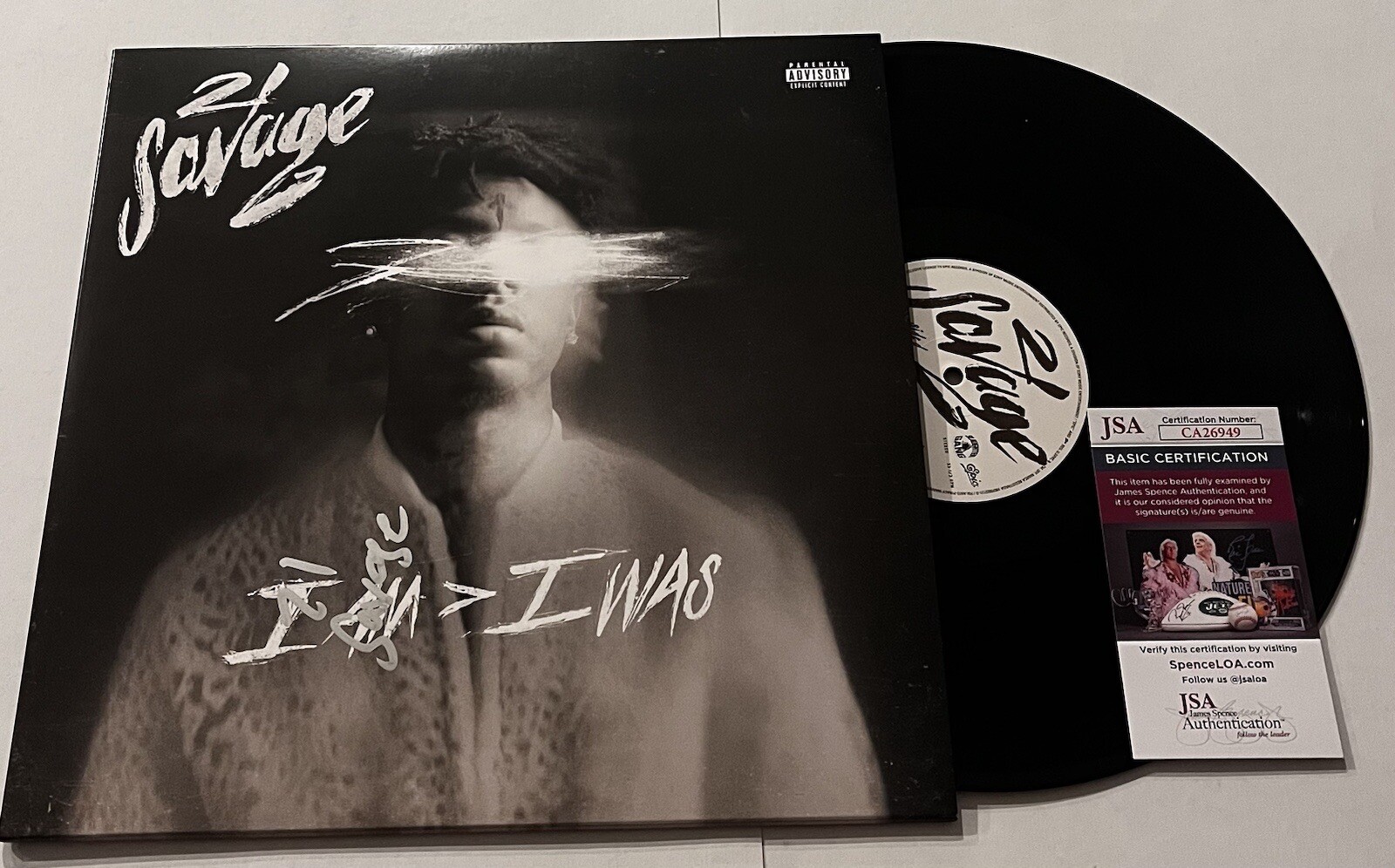RAPPER 21 SAVAGE SIGNED I AM I WAS LP VINYL RECORD ALBUM JSA COA