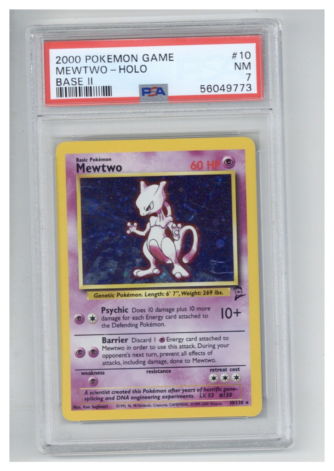 2000 Pokemon Game Base II 10 Mewtwo-Holo PSA 7