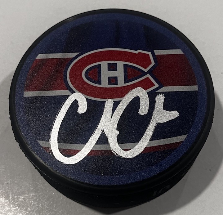 COLE CAUFIELD SIGNED MONTREAL CANADIENS HOCKEY PUCK W/ CASE COA