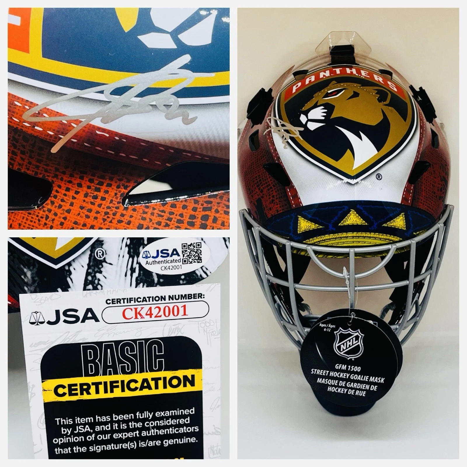 SERGEI BOBROVSKY SIGNED FLORIDA PANTHERS FULL SIZE FS GOALIE HELMET MASK JSA COA