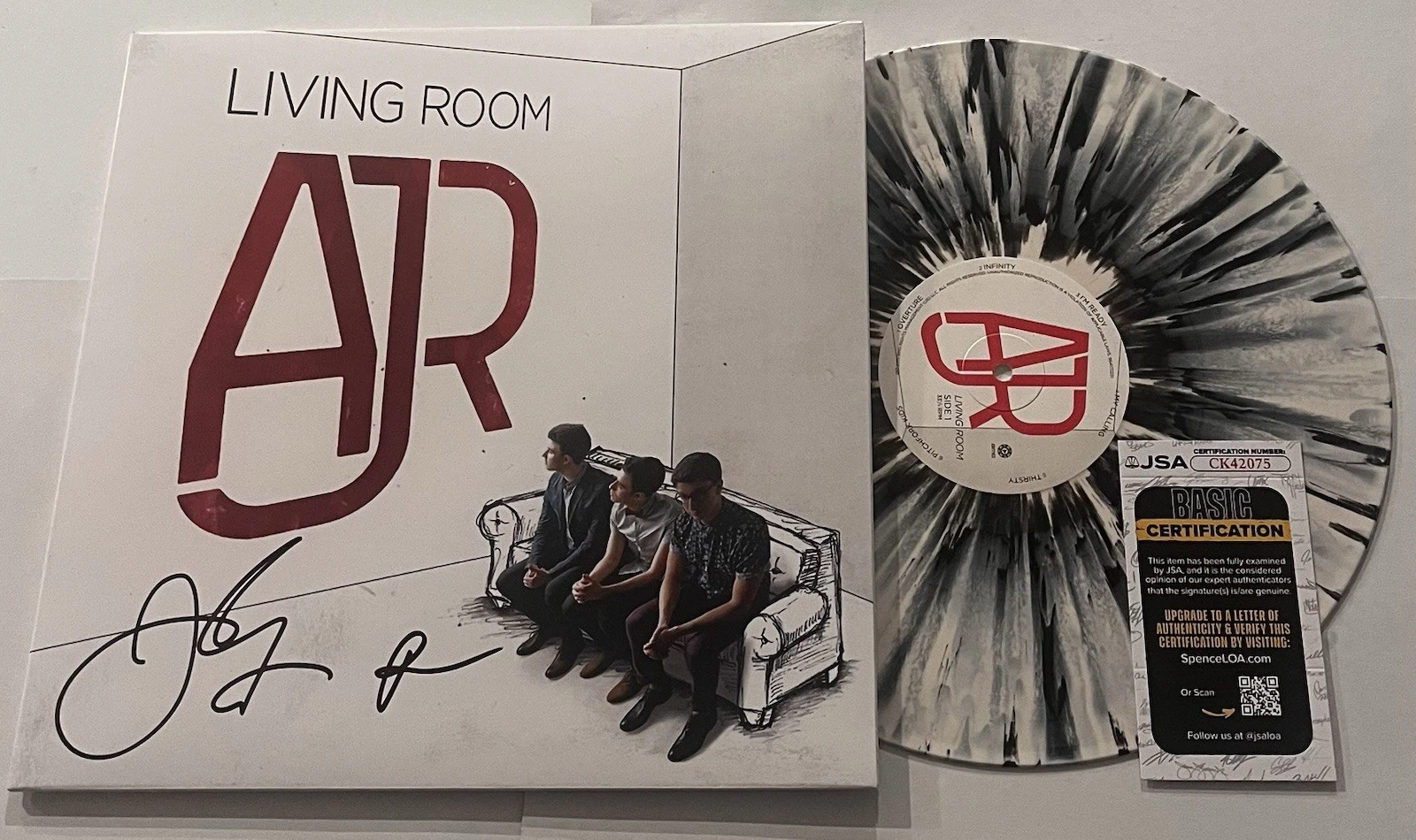 AJR BAND SIGNED LIVING ROOM LP VINYL RECORD ALBUM RYAN JACK MET JSA COA