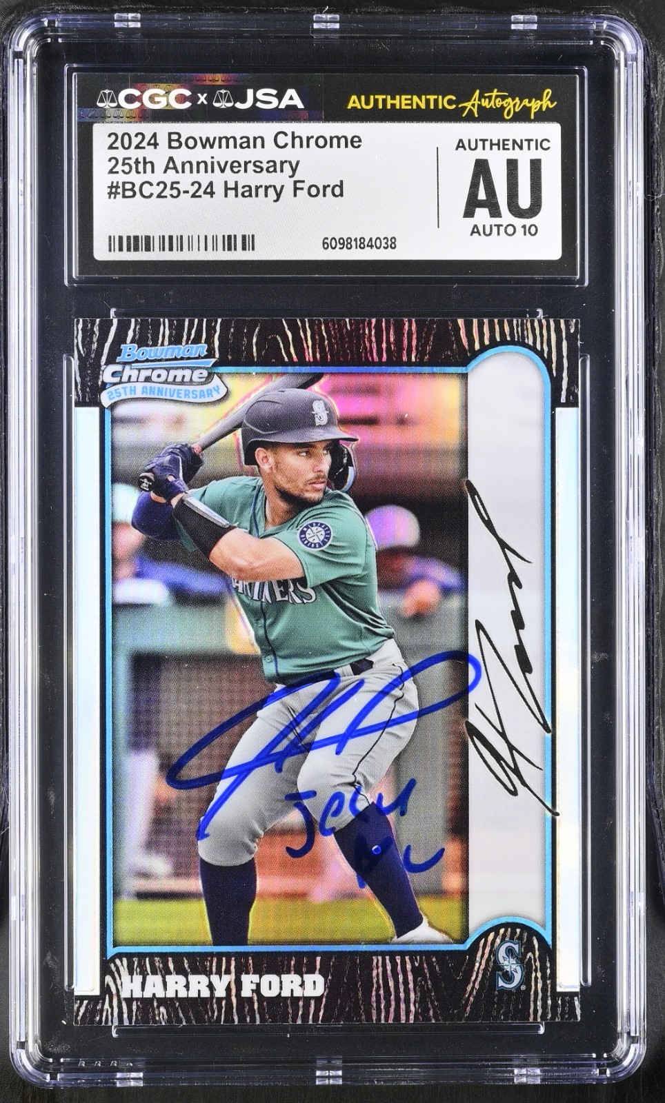 HARRY FORD SIGNED 2024 BOWMAN CHROME 25TH CARD #BC25-24 CGC AU JSA 10 AUTO