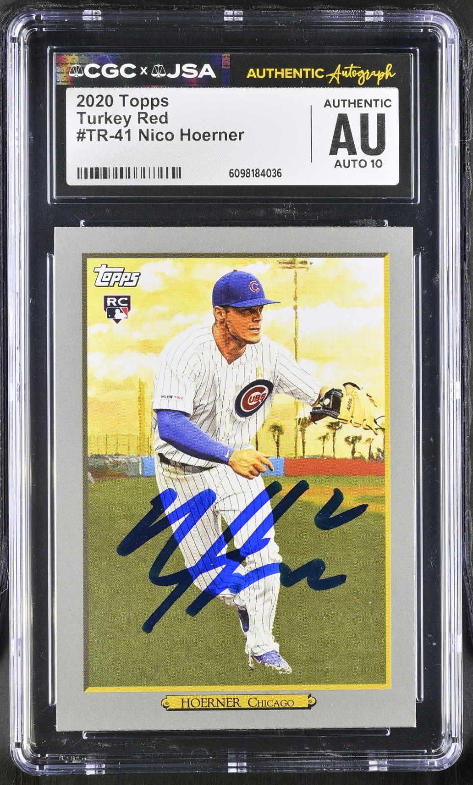 NICO HOERNER SIGNED 2020 TOPPS TURKEY RED ROOKIE CARD #TR-41 CGC AU JSA 10 AUTO