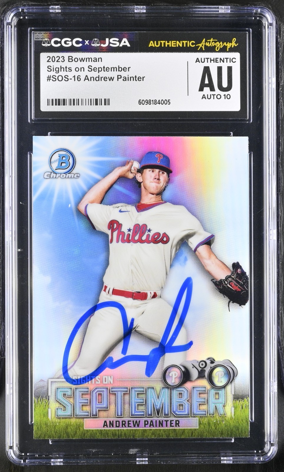 ANDREW PAINTER SIGNED 2023 BOWMAN CHROME CARD #SOS-16 CGC AU JSA 10 AUTO