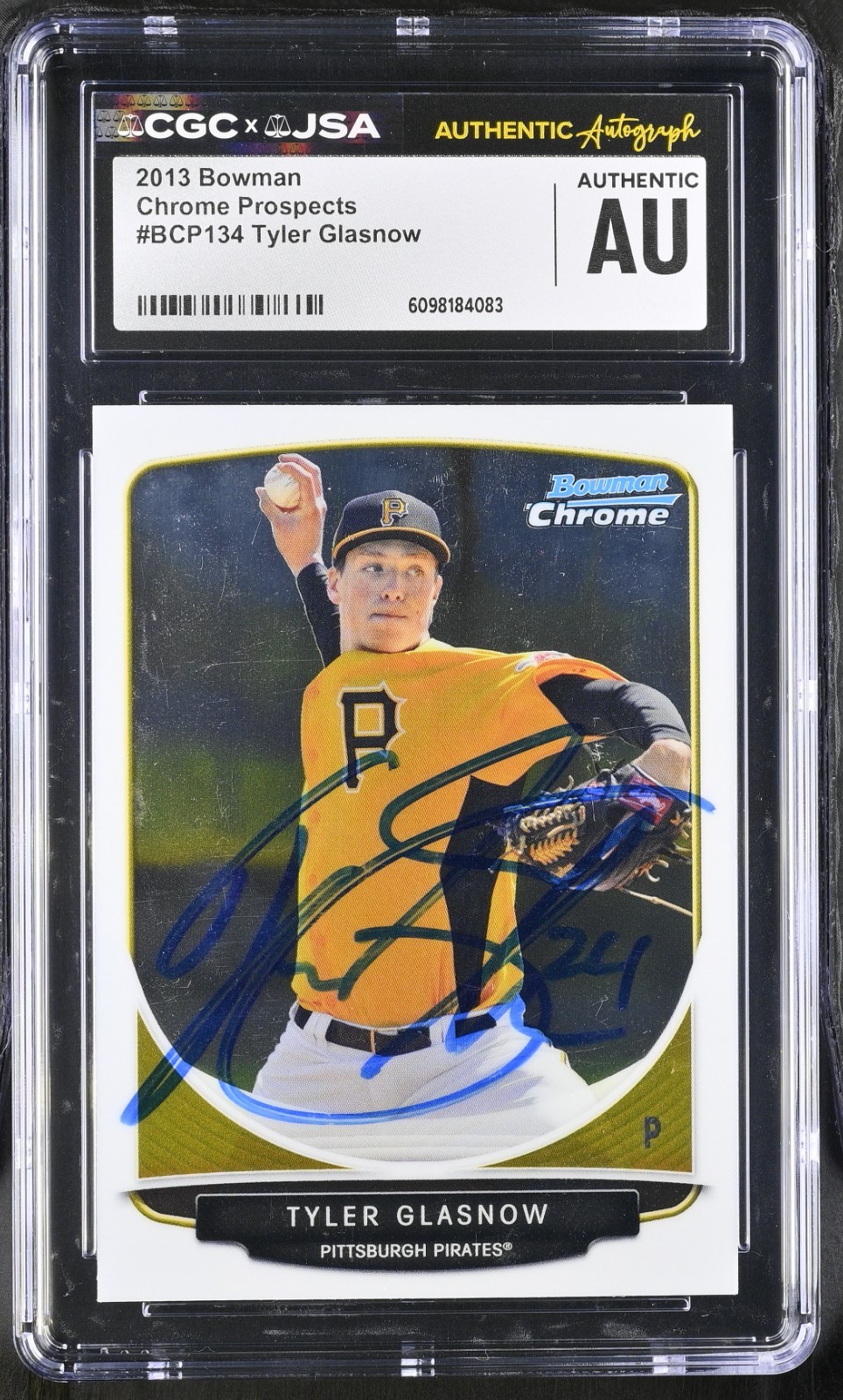 TYLER GLASNOW SIGNED 2013 BOWMAN CHROME ROOKIE CARD #BCP134 CGC AU JSA AUTO