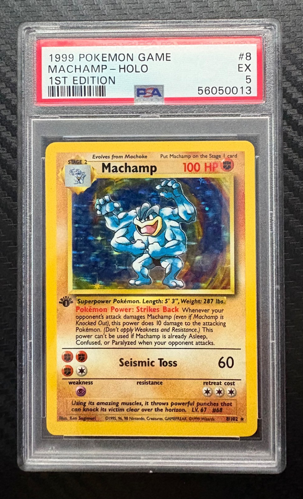 1999 Pokemon 1st Edition Machamp #8 PSA 5