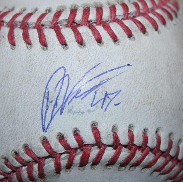 Arodys Vizcaino signed Rawlings Game Used Baseball Cubs COA