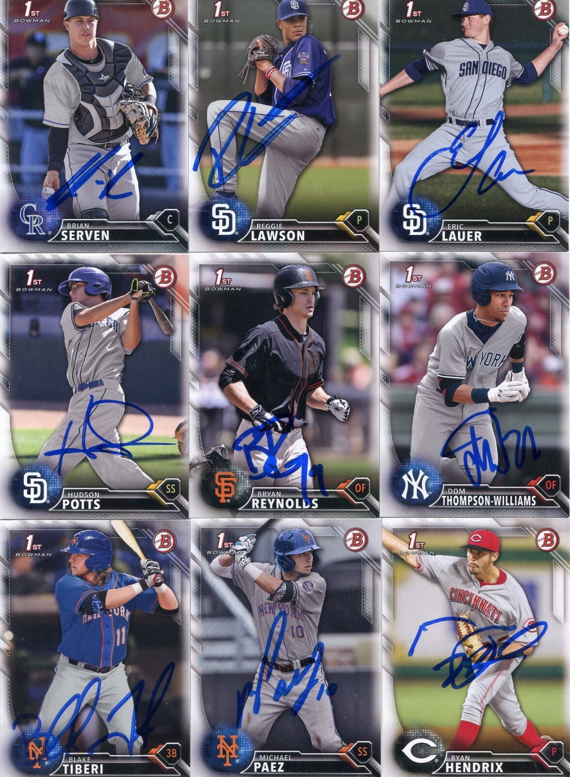 HUDSON POTTS SIGNED 2016 BOWMAN DRAFT PROSPECT ROOKIE CARD AUTO