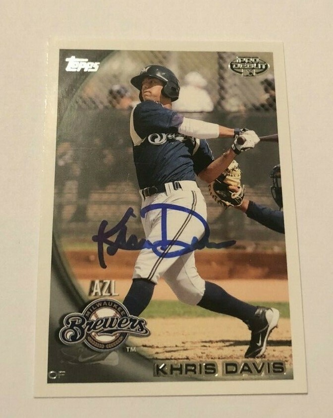 KHRIS DAVIS SIGNED 2010 TOPPS PRO DEBUT PROSPECT ROOKIE CARD AUTO
