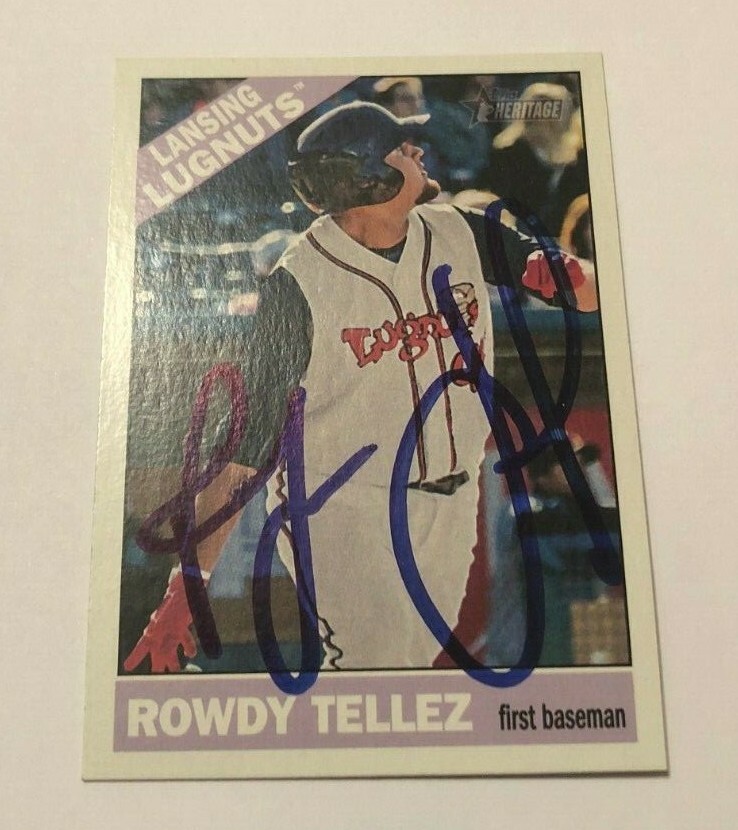 ROWDY TELLEZ SIGNED 2015 TOPPS HERITAGE MINORS PROSPECT ROOKIE CARD AUTO