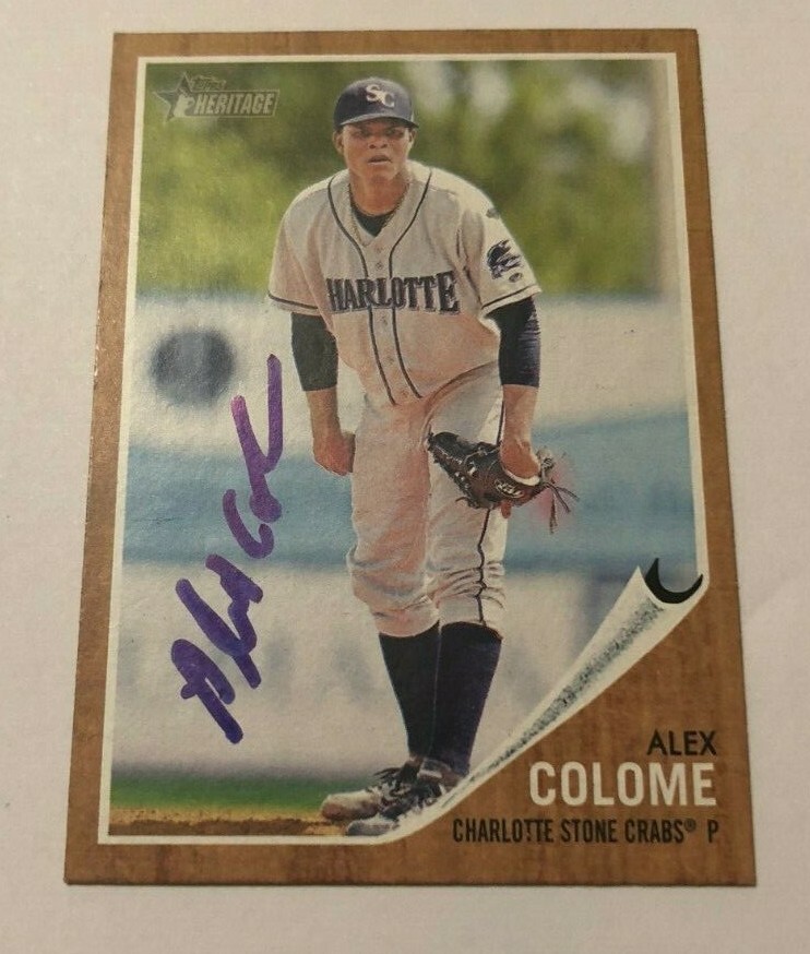 ALEX COLOME SIGNED 2011 TOPPS HERITAGE MINORS PROSPECT ROOKIE CARD AUTO