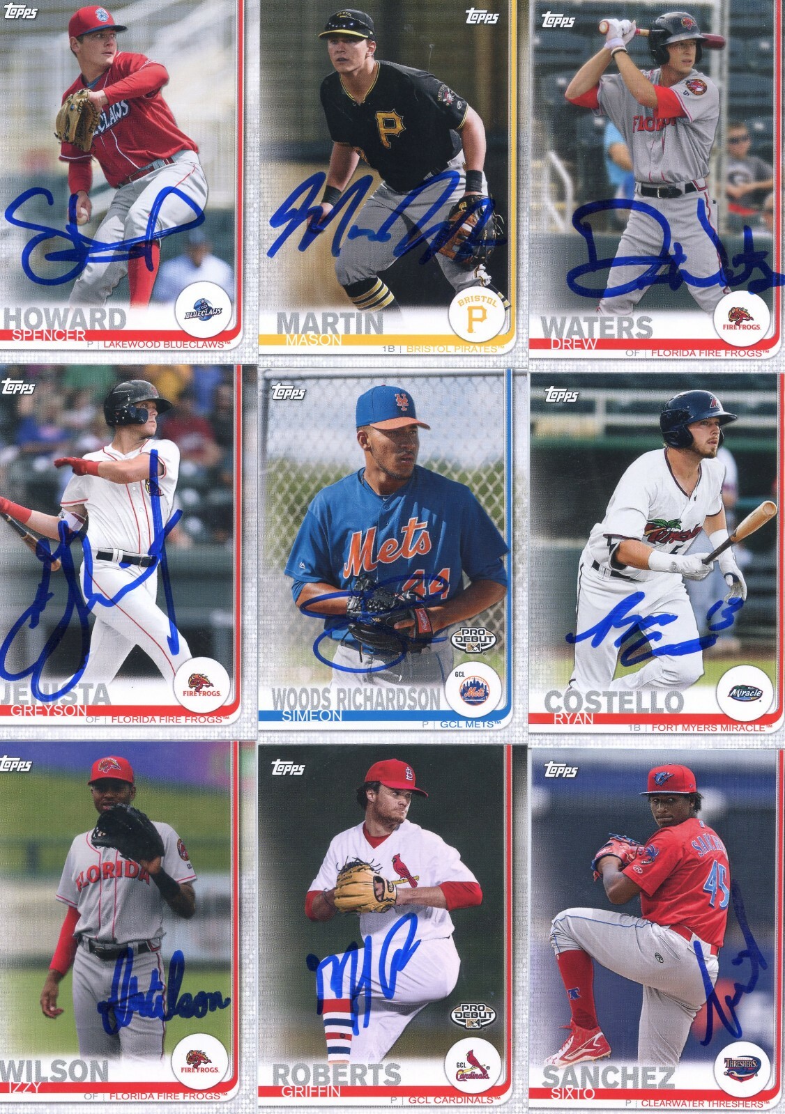 DREW WATERS SIGNED 2019 TOPPS PRO DEBUT PROSPECT ROOKIE CARD AUTO