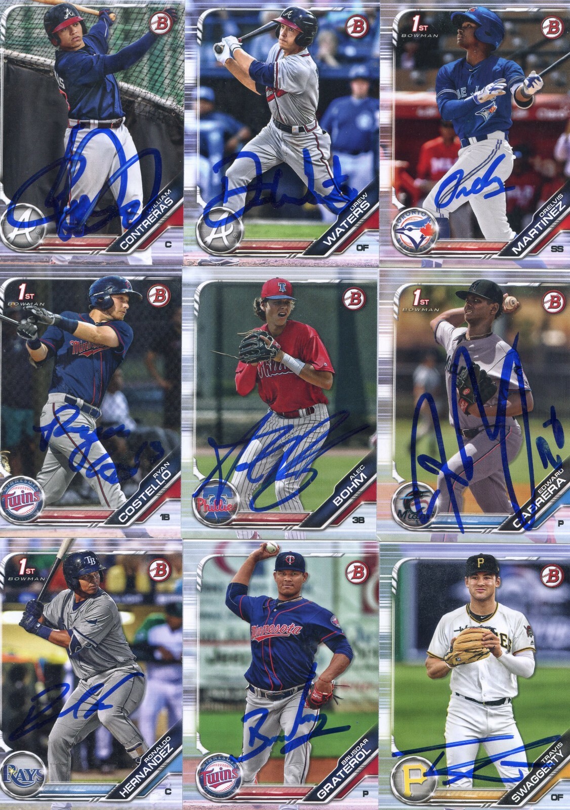 DREW WATERS SIGNED 2019 BOWMAN PROSPECT ROOKIE CARD AUTO