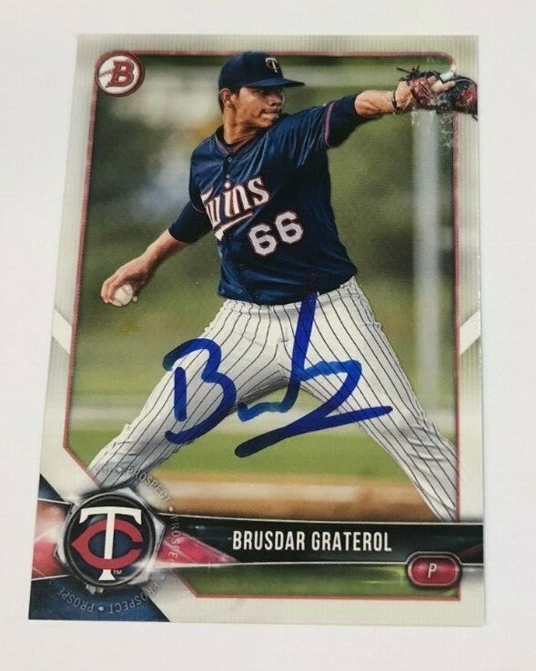 BRUSDAR GRATEROL SIGNED 2018 BOWMAN DRAFT PROSPECT ROOKIE CARD AUTO