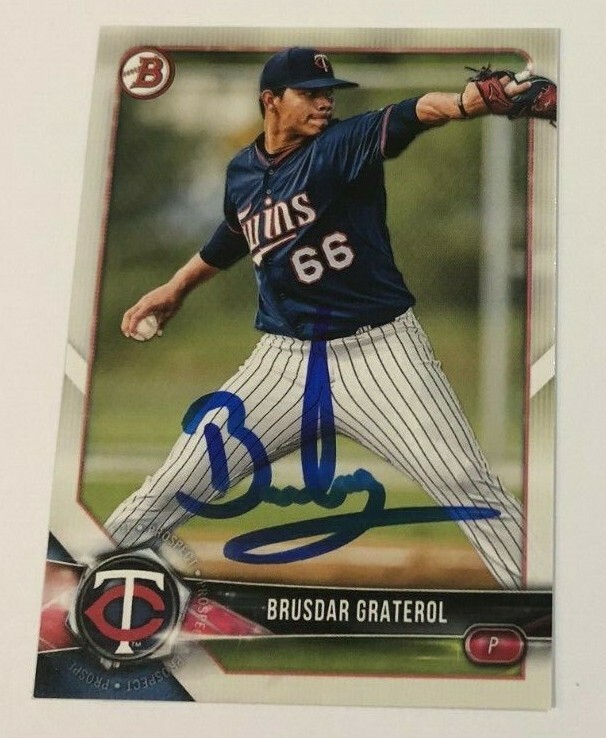 BRUSDAR GRATEROL SIGNED 2018 BOWMAN DRAFT PROSPECT ROOKIE CARD AUTO