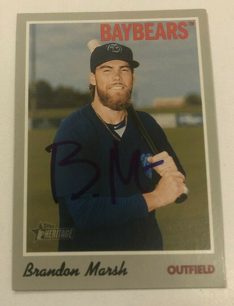 BRANDON MARSH SIGNED 2019 TOPPS HERITAGE MINORS PROSPECT ROOKIE CARD AUTO
