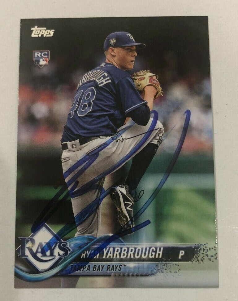 RYAN YARBROUGH SIGNED 2018 TOPPS BASEBALL ROOKIE CARD AUTO