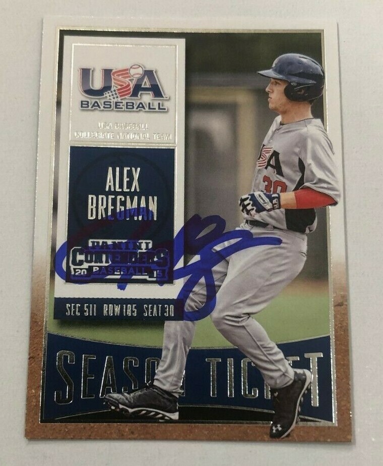 ALEX BREGMAN SIGNED 2015 PANINI CONTENDERS SEASON TICKET ROOKIE CARD AUTO