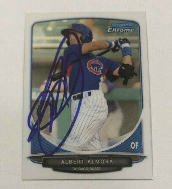 ALBERT ALMORA SIGNED 2013 BOWMAN CHROME PROSPECT ROOKIE CARD AUTO