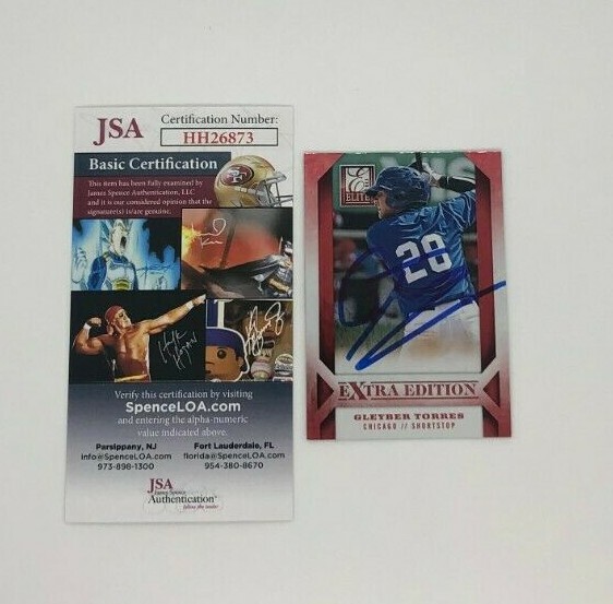 GLEYBER TORRES SIGNED 2013 ELITE EXTRA PROSPECT ROOKIE CARD JSA COA AUTO