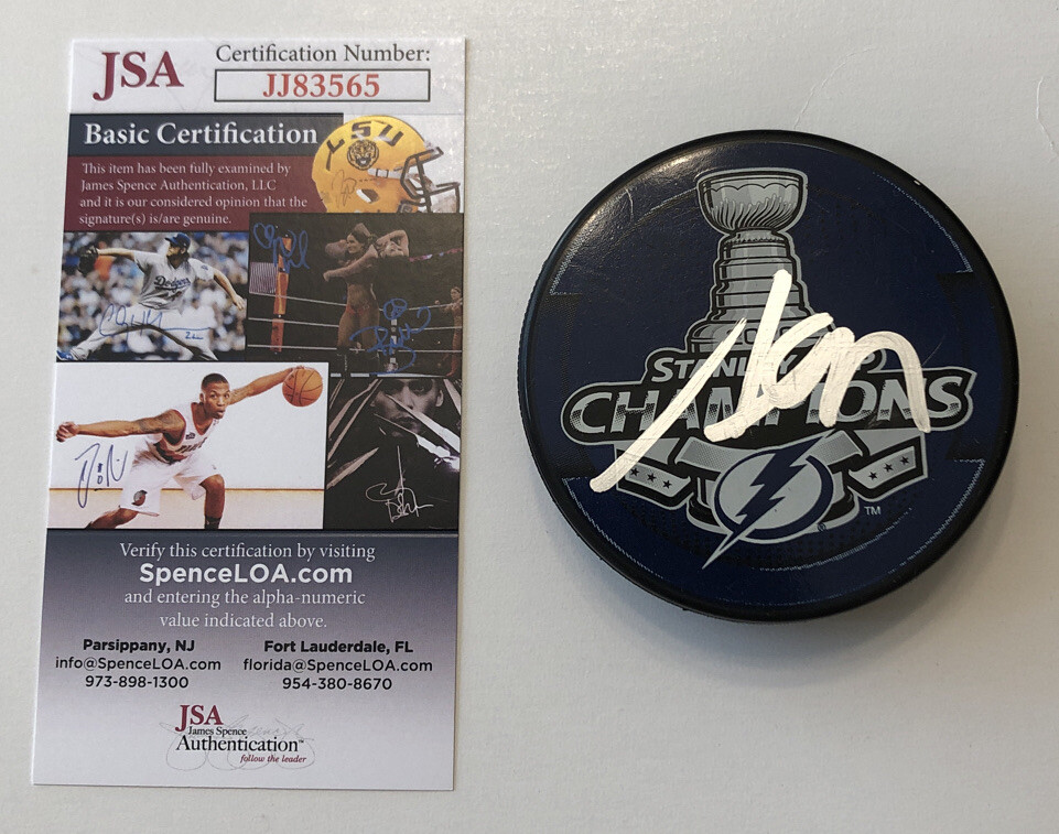 ALEX KILLORN SIGNED 2020 STANLEY CUP PUCK W/ CASE TAMPA BAY LIGHTNING JSA COA