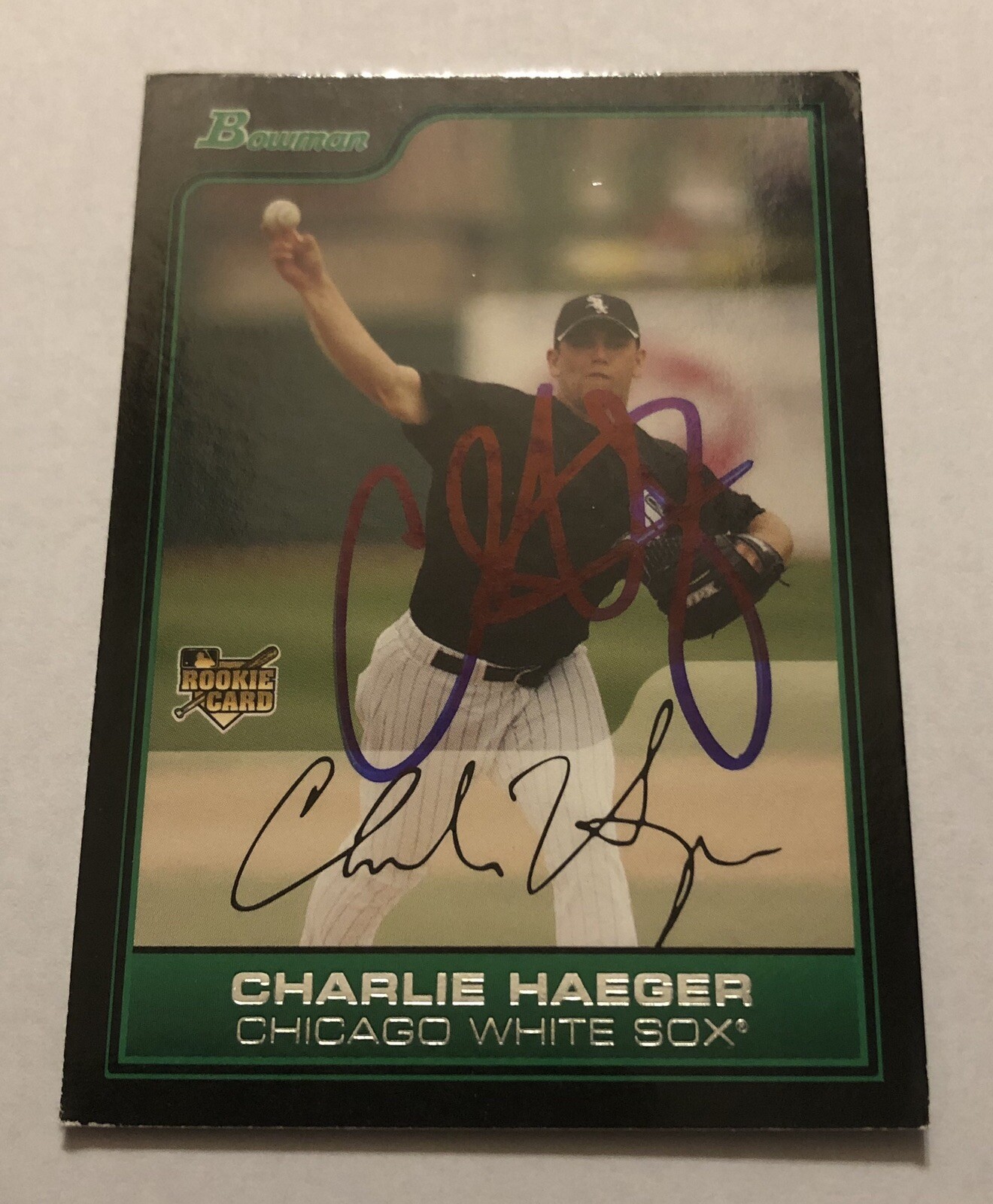 CHARLIE HAEGER SIGNED 2006 BOWMAN DRAFT ROOKIE CARD CHICAGO WHITE SOX AUTO