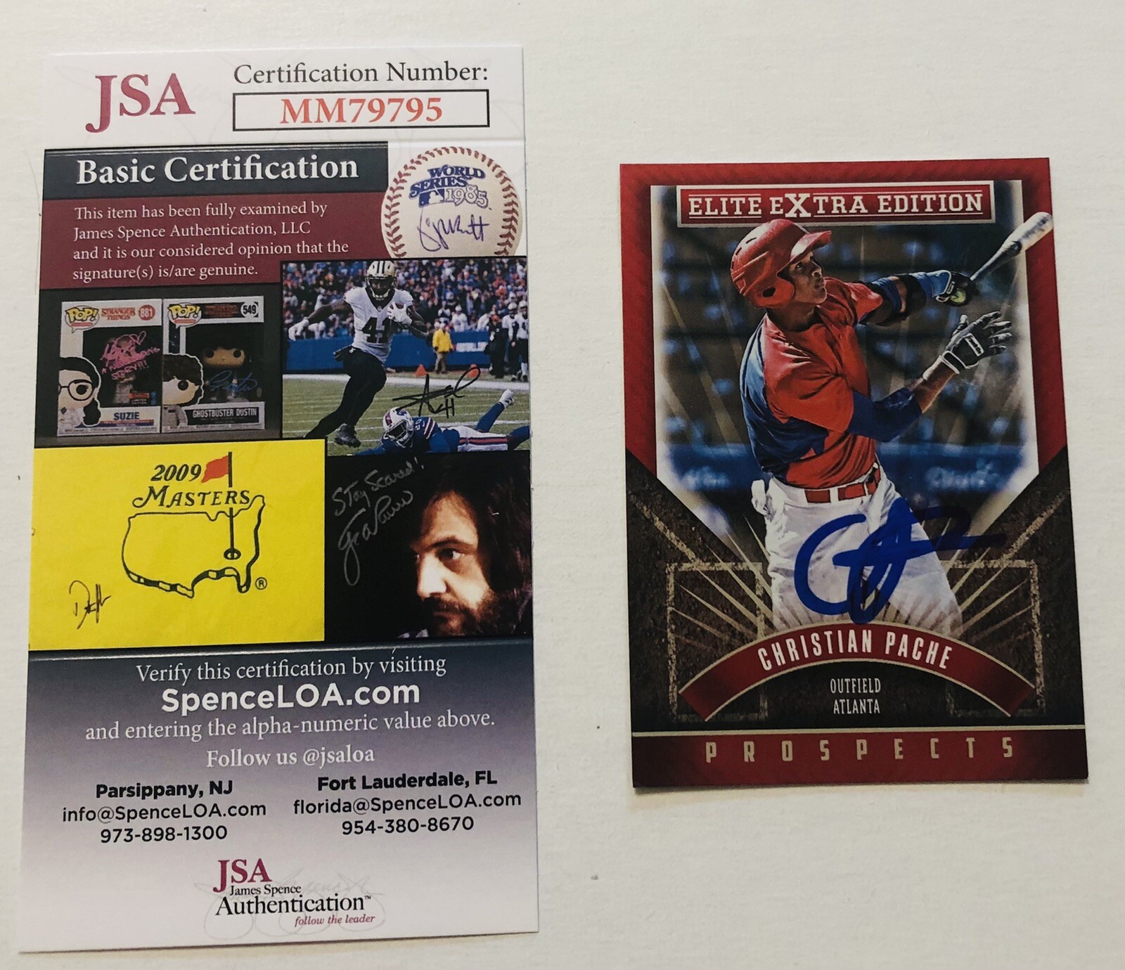 CRISTIAN PACHE SIGNED 2015 ELITE EXTRA PROSPECT ROOKIE CARD BRAVES JSA COA AUTO