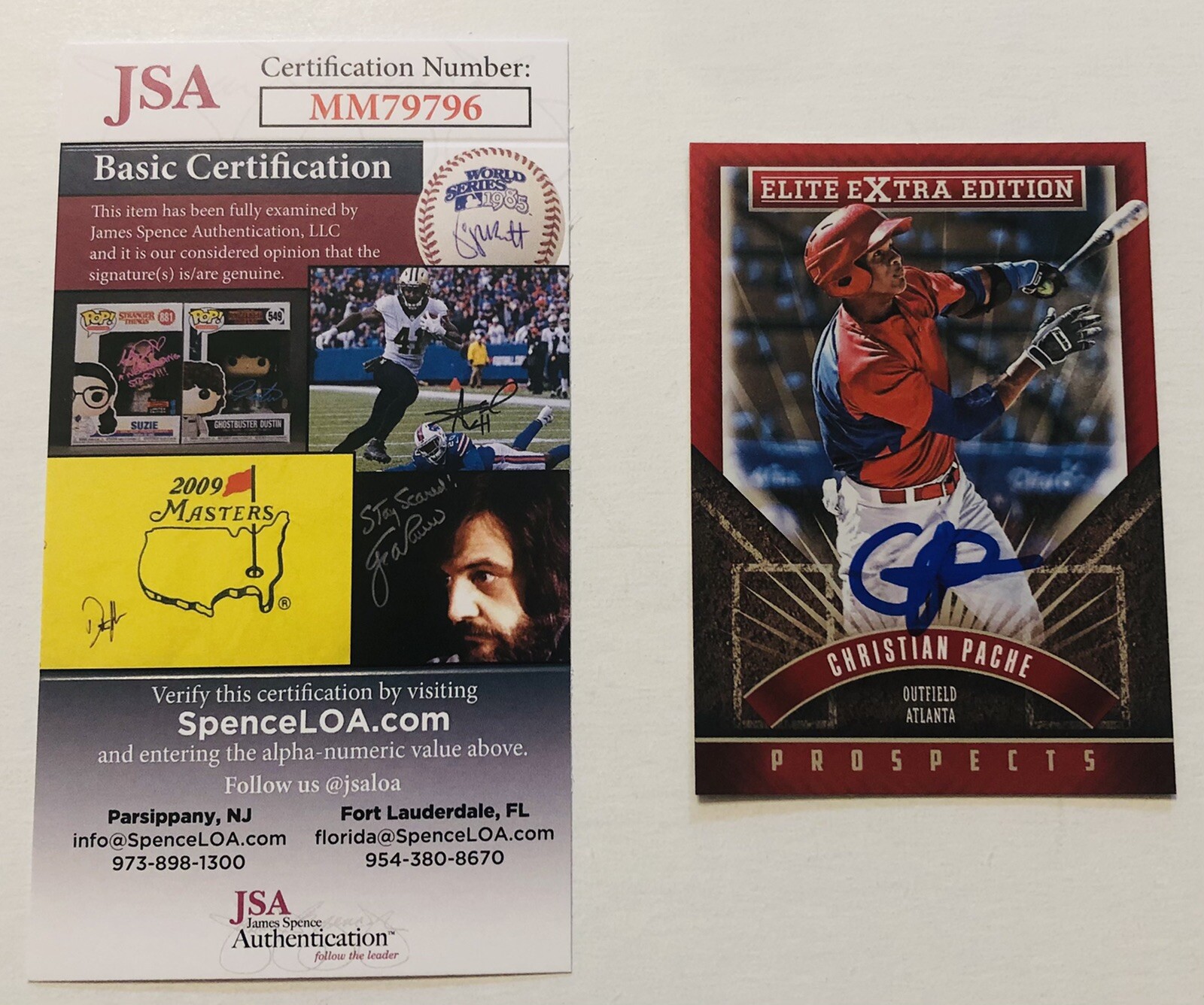 CRISTIAN PACHE SIGNED 2015 ELITE EXTRA PROSPECT ROOKIE CARD BRAVES JSA COA AUTO