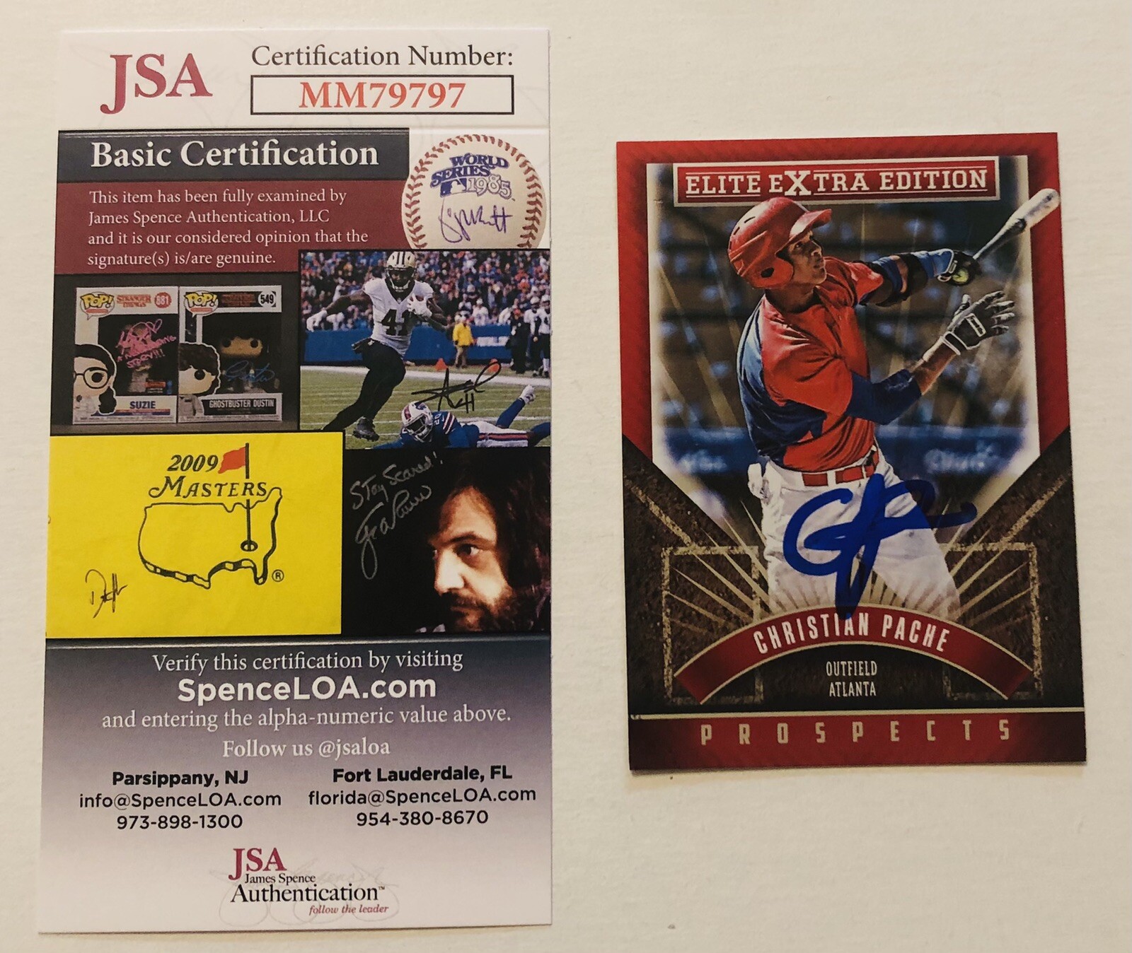 CRISTIAN PACHE SIGNED 2015 ELITE EXTRA PROSPECT ROOKIE CARD BRAVES JSA COA AUTO