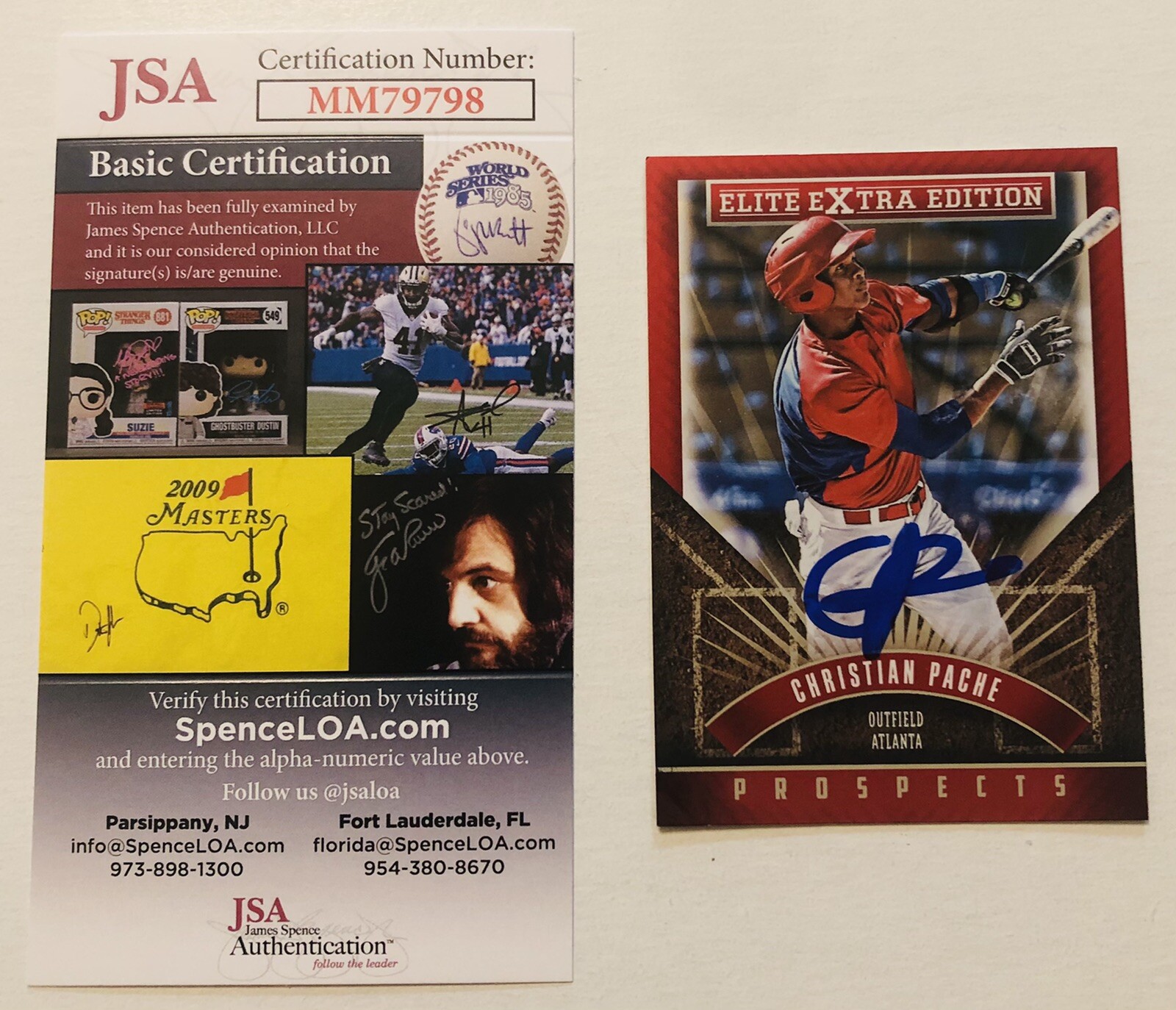 CRISTIAN PACHE SIGNED 2015 ELITE EXTRA PROSPECT ROOKIE CARD BRAVES JSA COA AUTO
