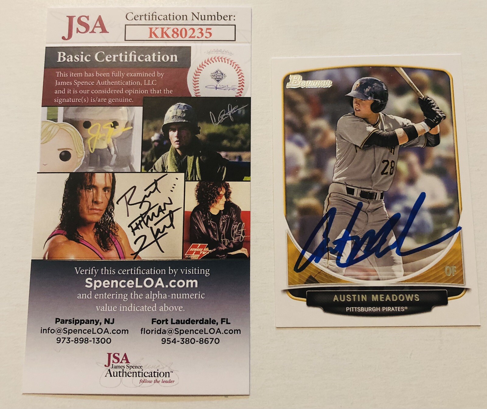 AUSTIN MEADOWS SIGNED 2013 BOWMAN DRAFT PROSPECT ROOKIE CARD JSA COA AUTO