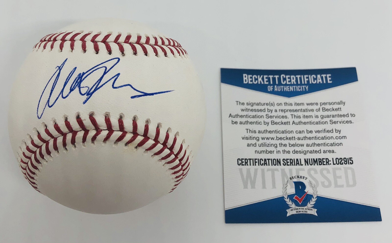 ALEK THOMAS SIGNED RAWLINGS MLB BASEBALL ARIZONA DIAMONDBACKS BECKETT WITNES COA
