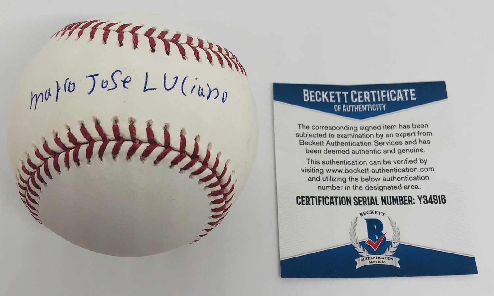 MARCO LUCIANO SIGNED FULL NAME RAWLINGS MLB BASEBALL SAN FRAN GIANTS BECKETT COA