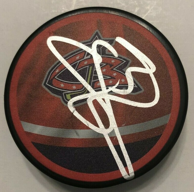 SETH JONES SIGNED COLUMBUS BLUE JACKETS REVERSE RETRO HOCKEY PUCK W/CASE COA